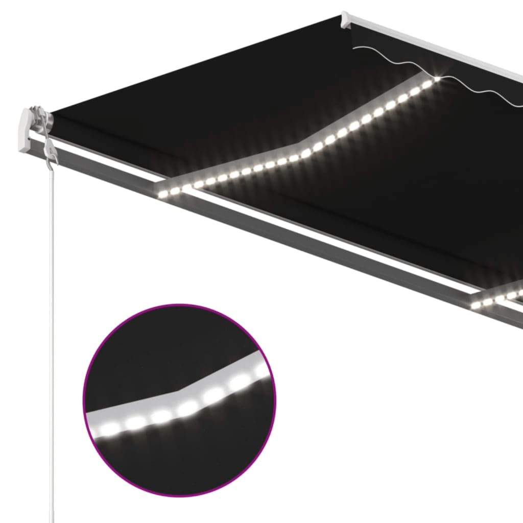 markise m. LED + vindsensor 400x300 cm automatisk antracitgrå