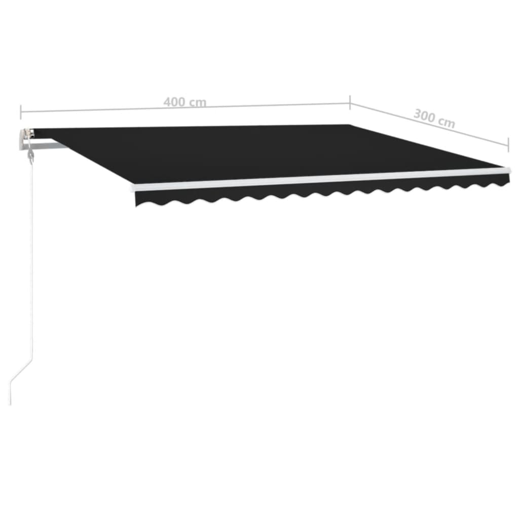 markise m. LED + vindsensor 400x300 cm automatisk antracitgrå