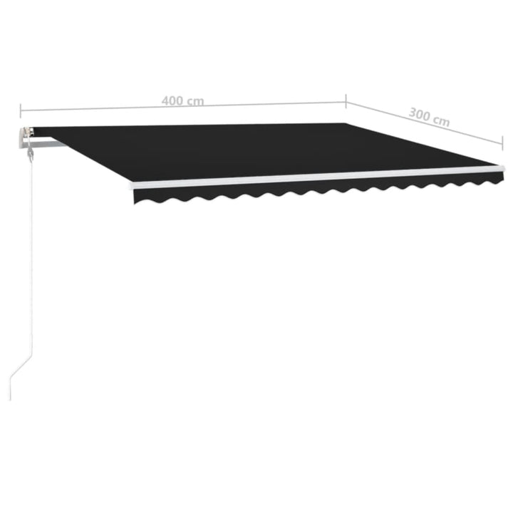 markise m. LED + vindsensor 400x300 cm automatisk antracitgrå