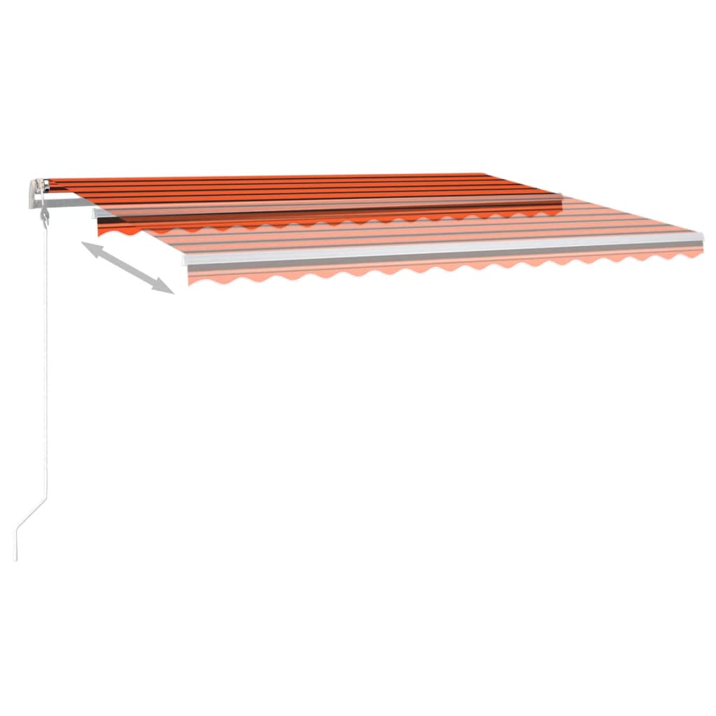 markise m. LED + vindsensor 400x300 cm automatisk orange/brun