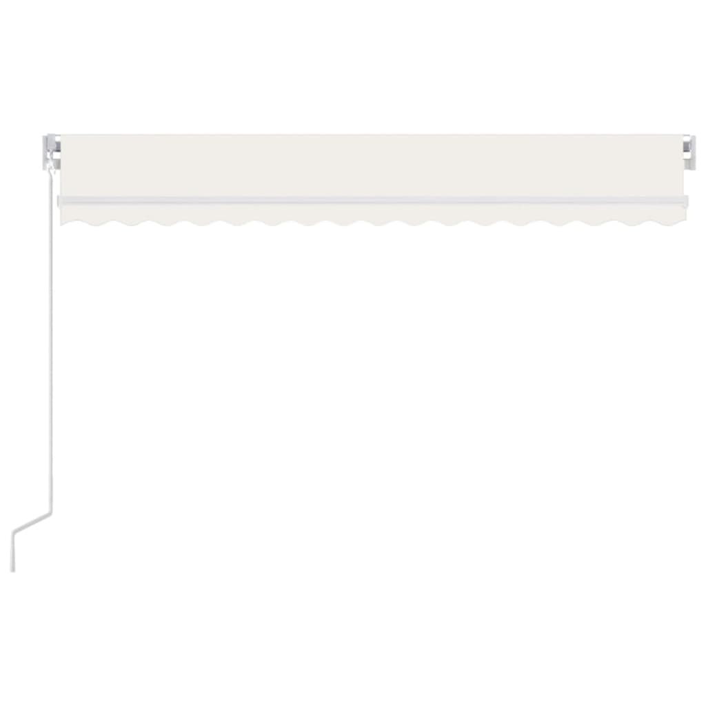 markise m. LED-lys 450x300 cm manuel betjening cremefarvet