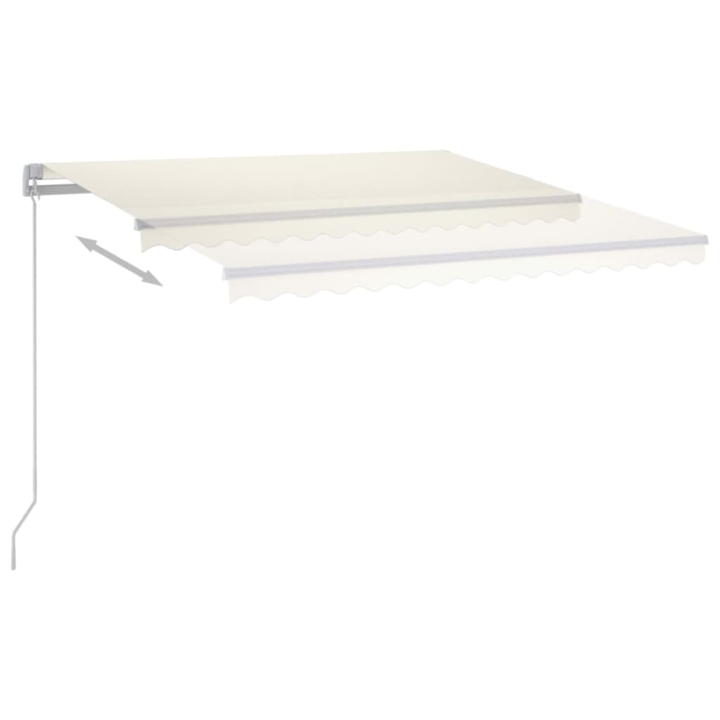markise m. LED-lys 450x300 cm manuel betjening cremefarvet