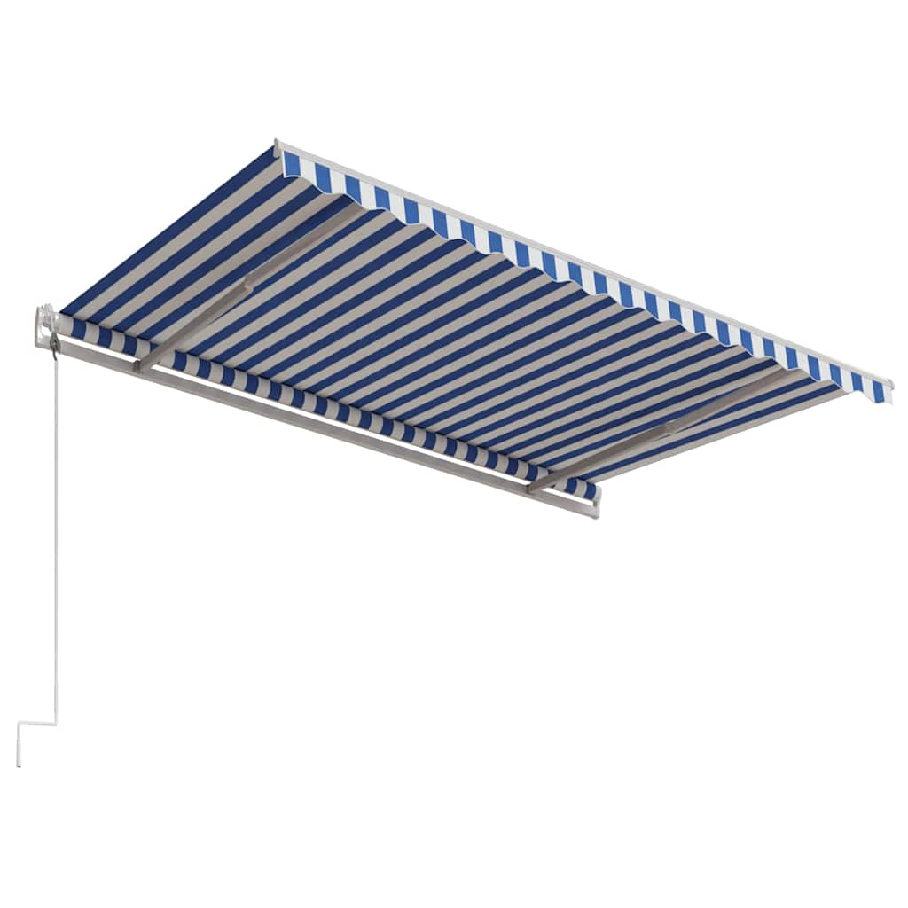 markise 450x300 cm automatisk betjening blå og hvid