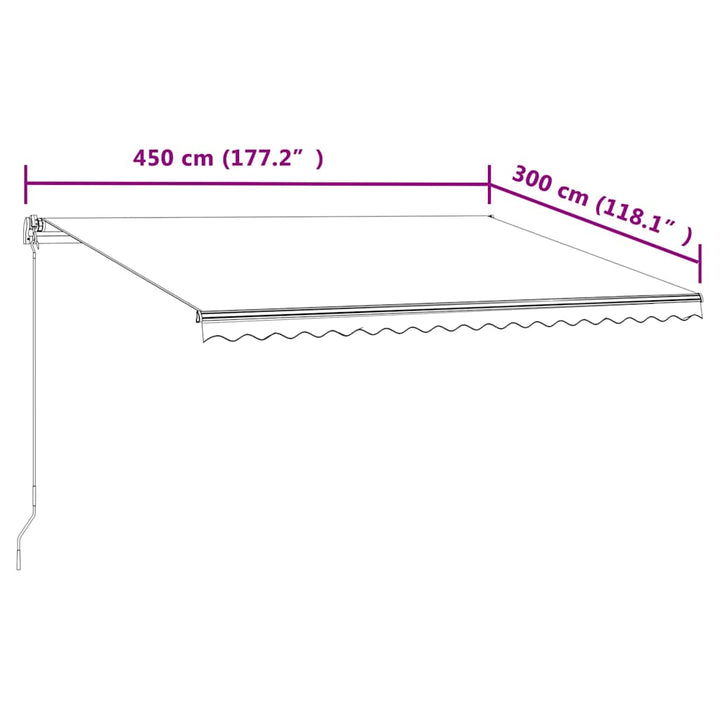 markise 450x300 cm automatisk betjening blå og hvid