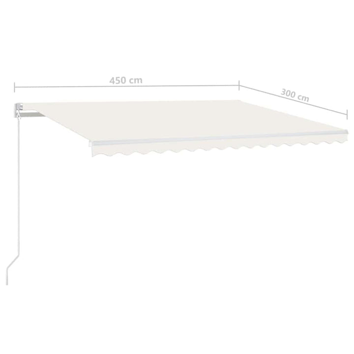 markise m. LED + vindsensor 450x300 cm automatisk cremefarvet
