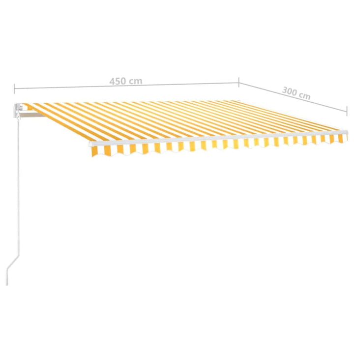 markise m. LED + vindsensor 450x300 cm automatisk gul og hvid