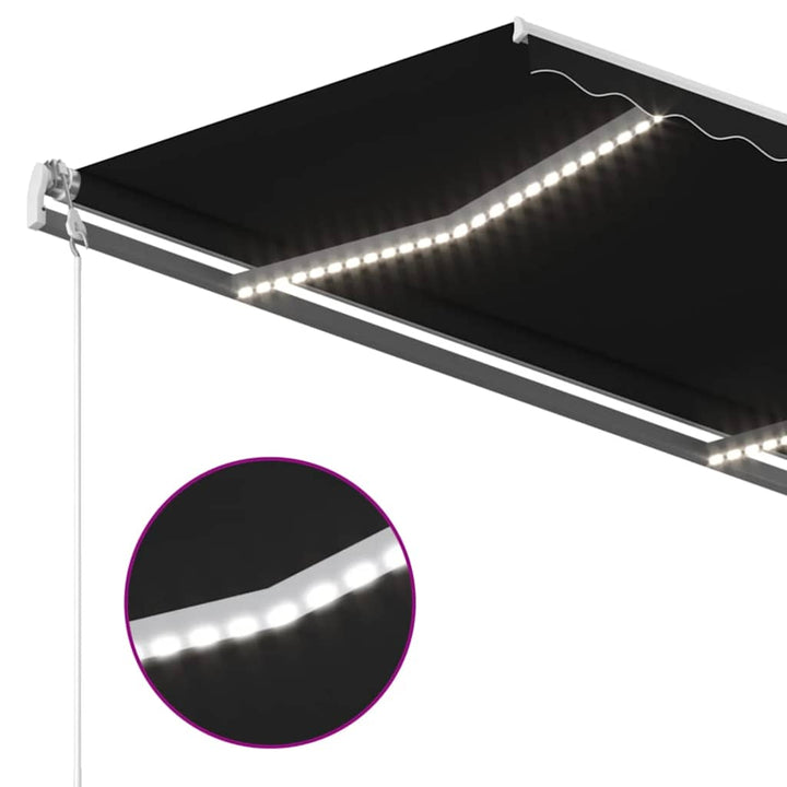 markise m. LED + vindsensor 450x300 cm automatisk antracitgrå
