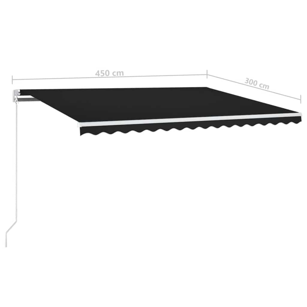 markise m. LED + vindsensor 450x300 cm automatisk antracitgrå