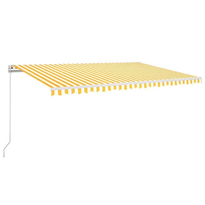 markise 500x300 cm automatisk betjening gul og hvid