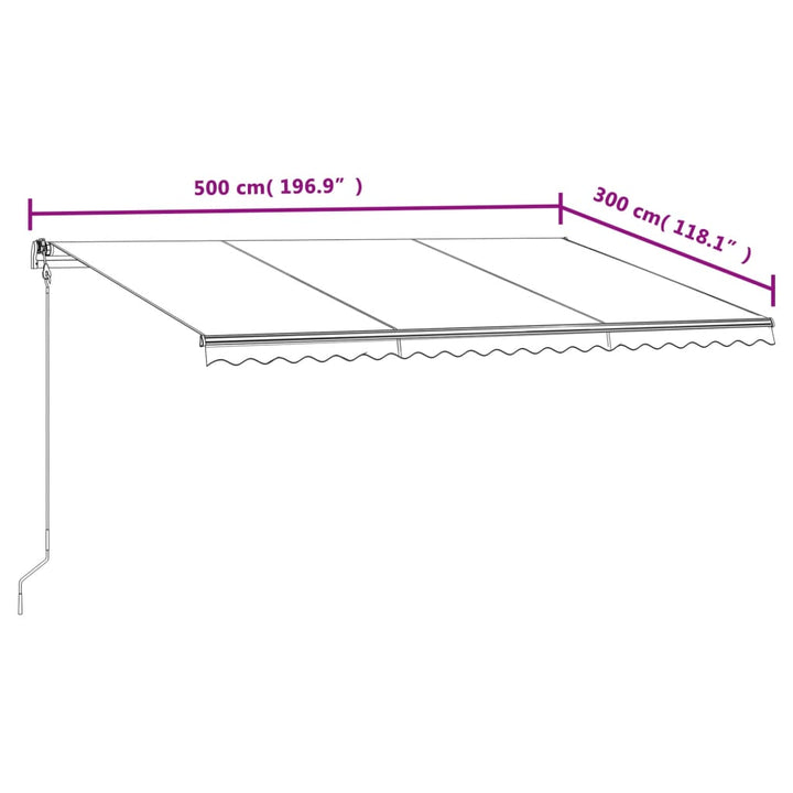markise 500x300 cm automatisk betjening gul og hvid