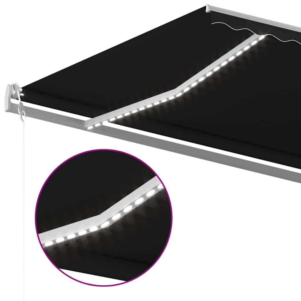 markise m. LED + vindsensor 500x300 cm automatisk antracitgrå