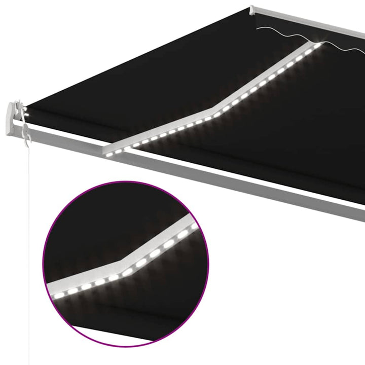 markise m. LED + vindsensor 500x300 cm automatisk antracitgrå