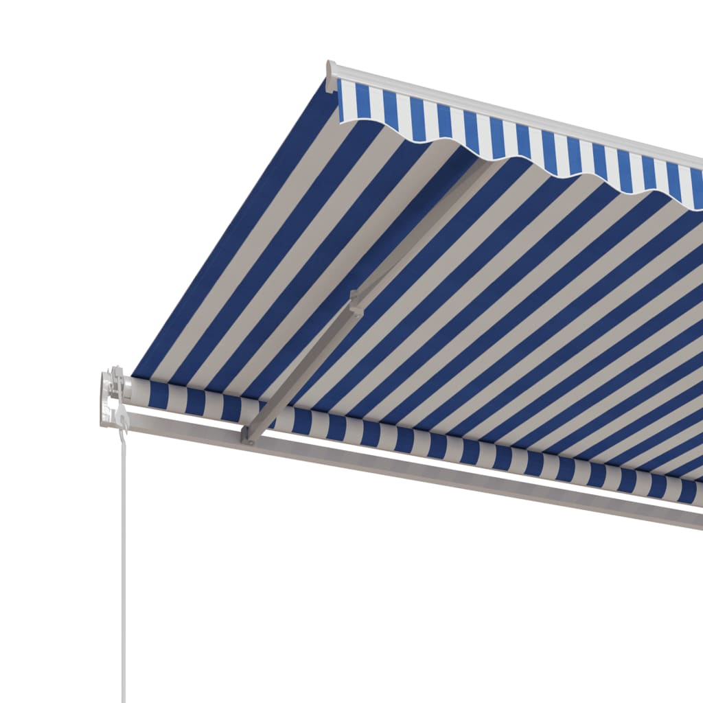 markise 450x300 cm automatisk betjening blå og hvid