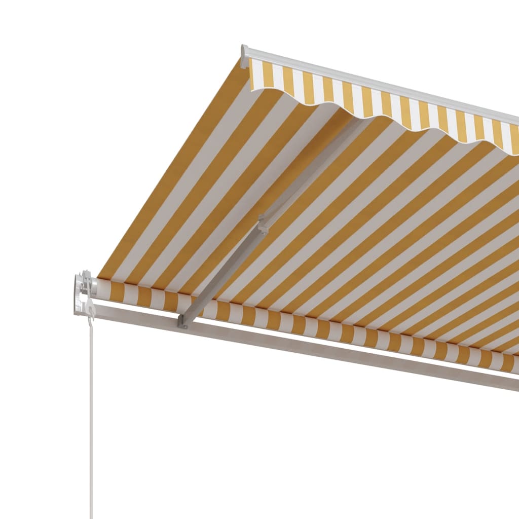 markise 400x350 cm automatisk betjening gul og hvid