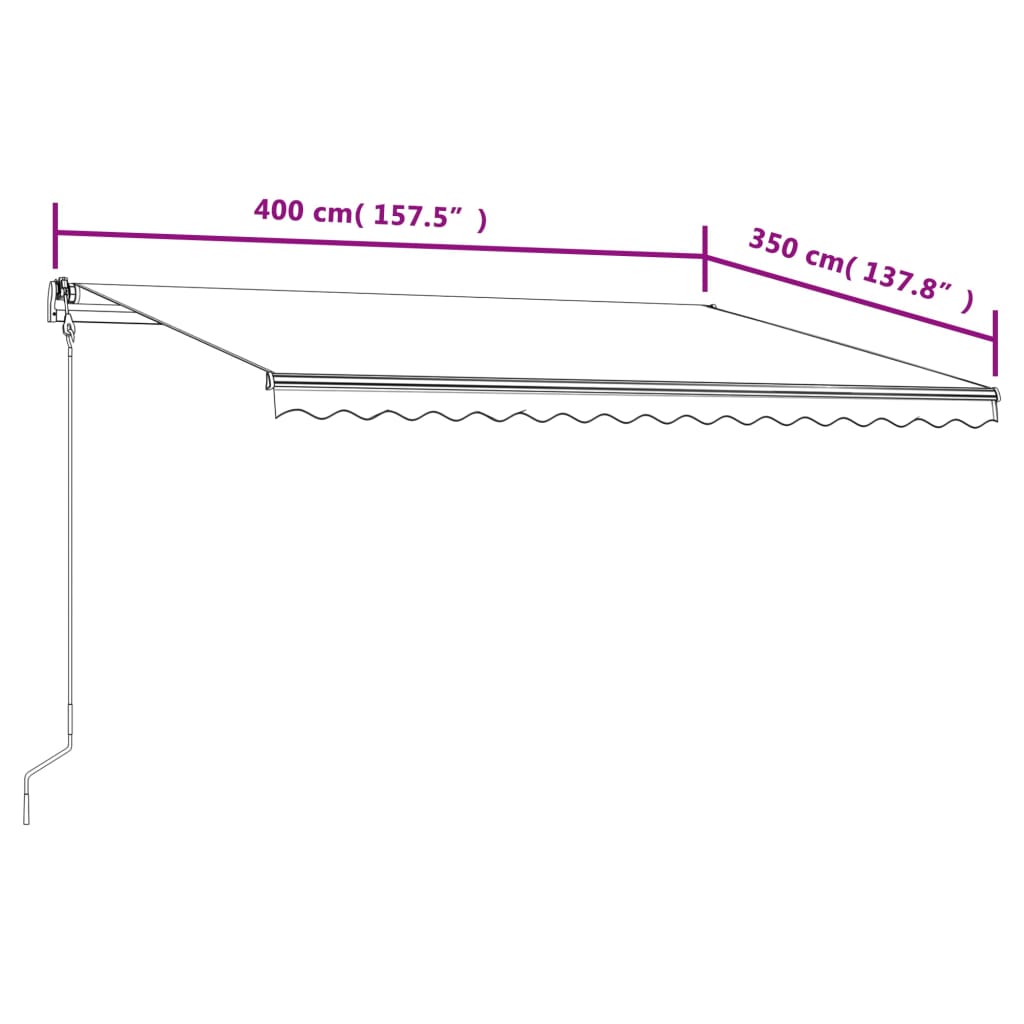 markise 400x350 cm automatisk betjening gul og hvid
