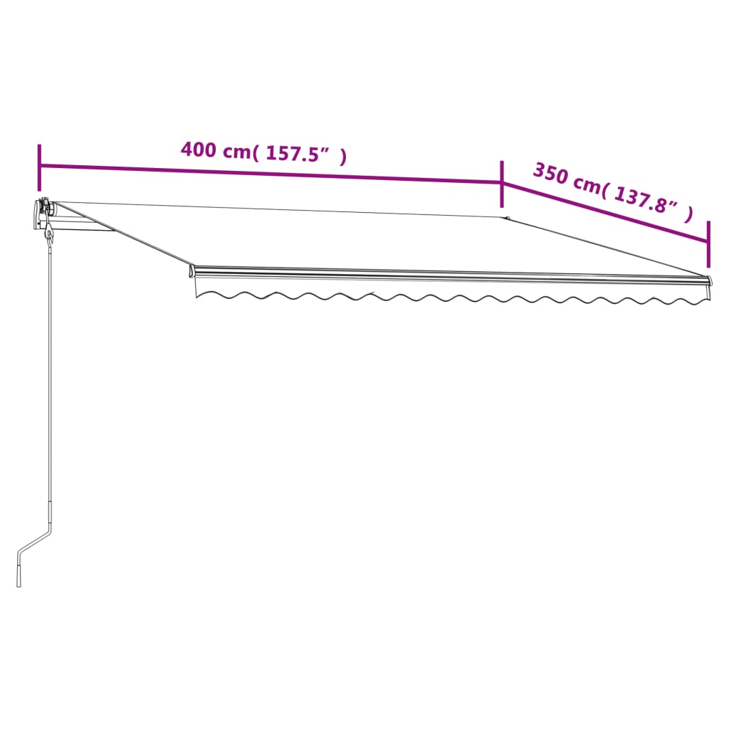 markise 400x350 cm automatisk betjening antracitgrå