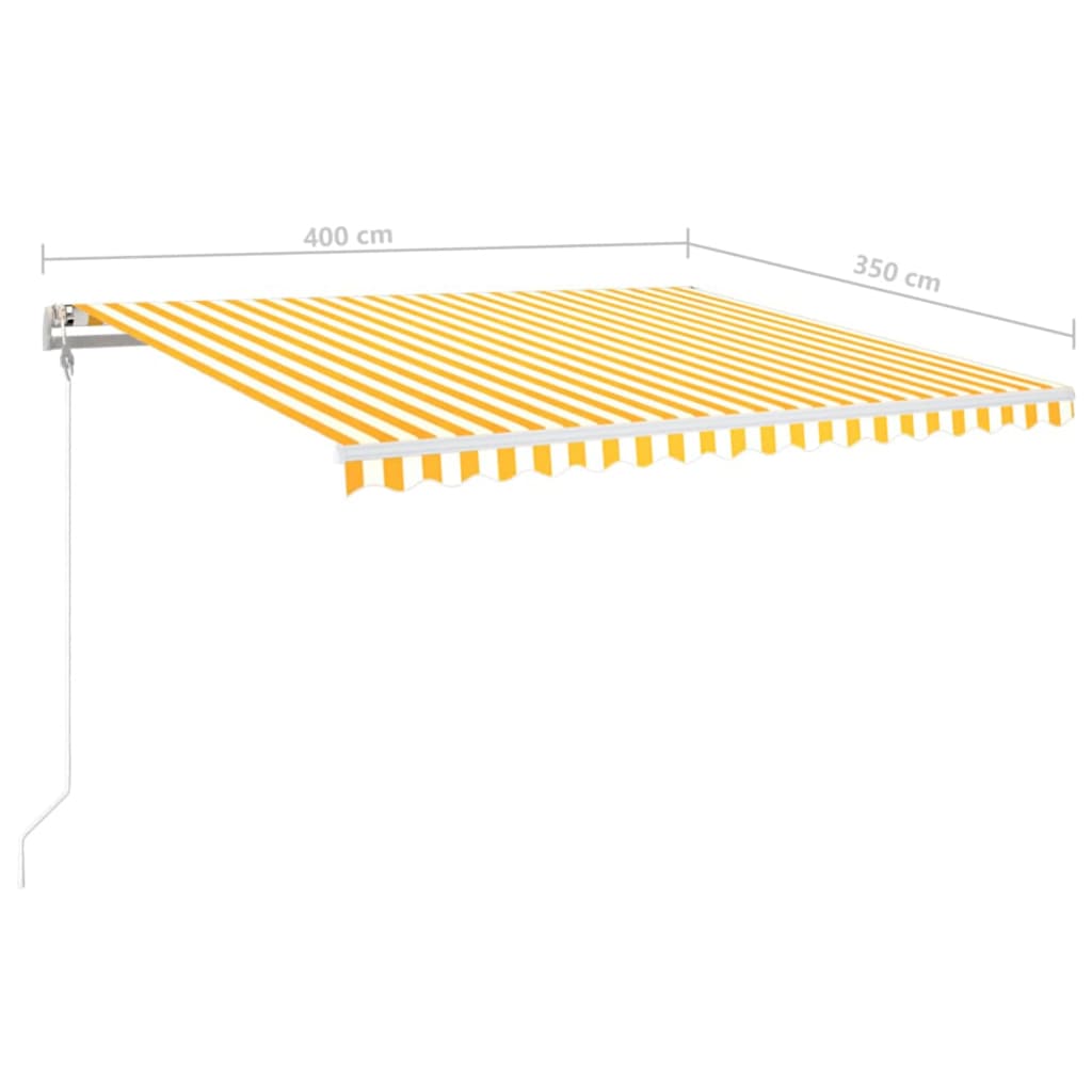 markise m. LED + vindsensor 400x350 cm automatisk gul/hvid