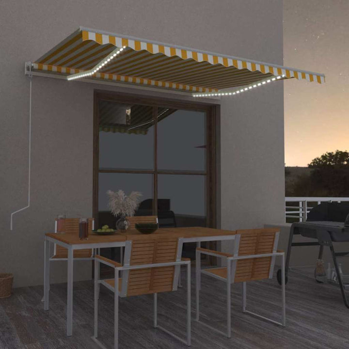 markise m. LED + vindsensor 400x350 cm automatisk gul/hvid