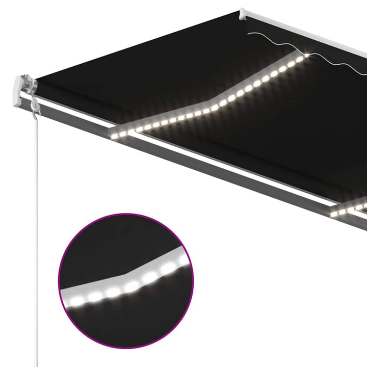 markise m. LED + vindsensor 400x350 cm automatisk antracit