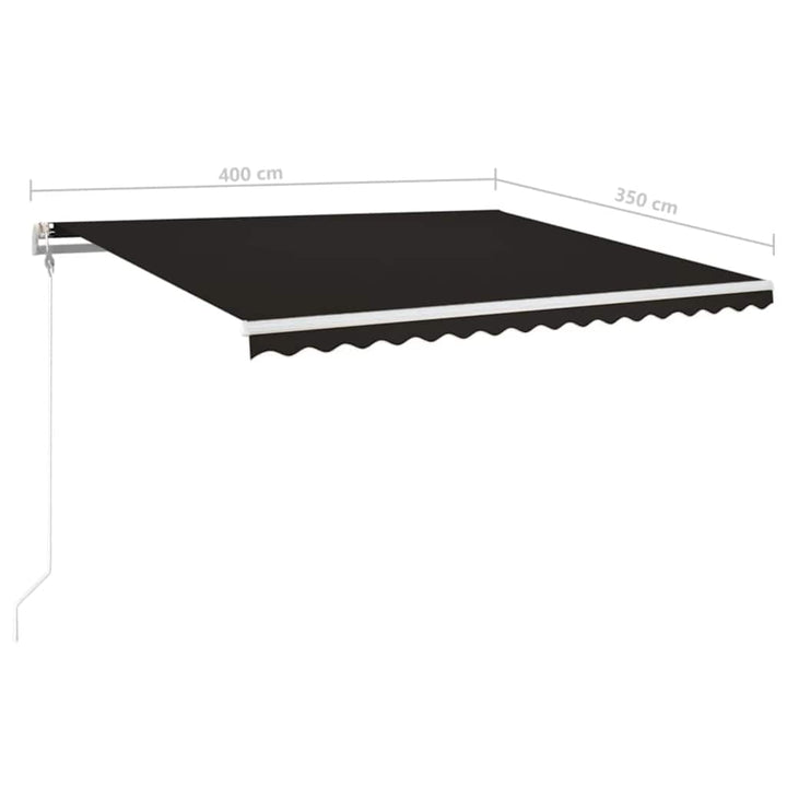 markise m. LED + vindsensor 400x350 cm automatisk antracit