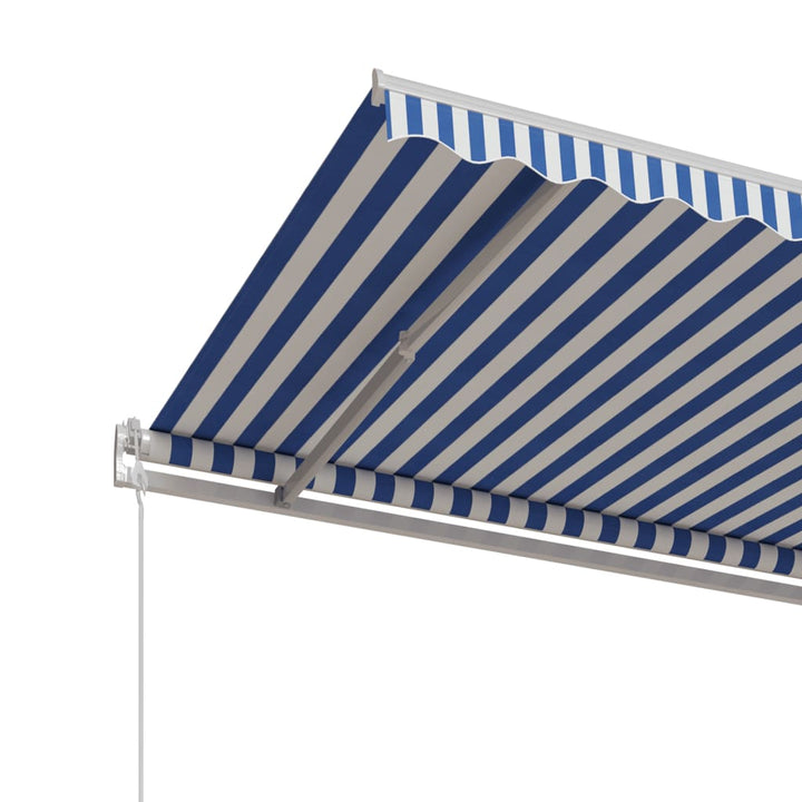 markise 450x350 cm automatisk betjening blå og hvid