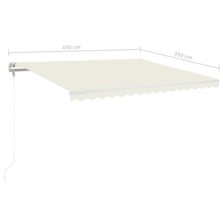 markise m. LED + vindsensor 450x350 cm automatisk cremefarvet