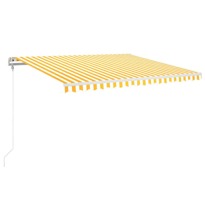 markise m. LED + vindsensor 450x350 cm automatisk gul og hvid