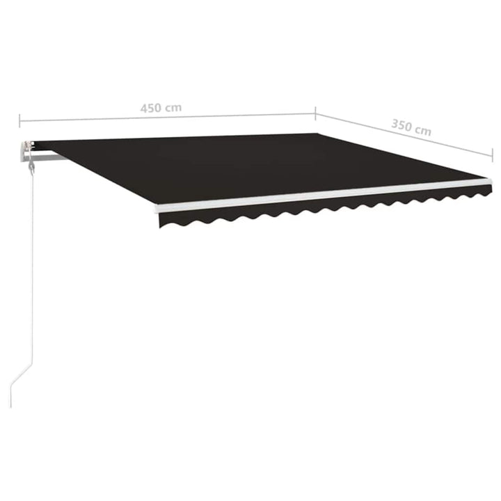 markise m. LED + vindsensor 450x350 cm automatisk antracitgrå