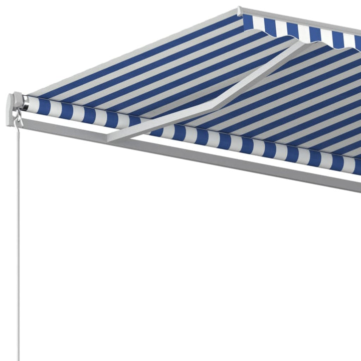 markise 500x350 cm manuel betjening blå og hvid