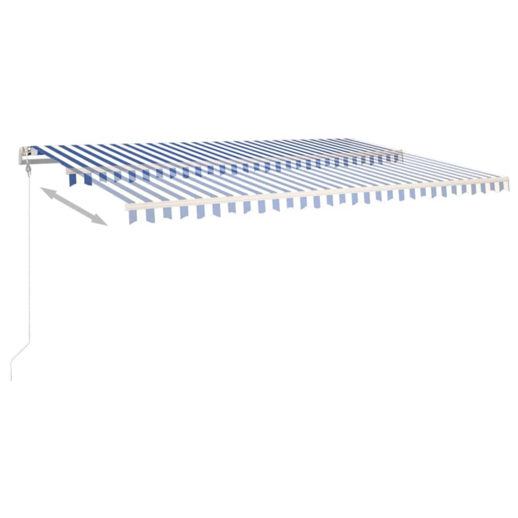 markise 500x350 cm automatisk betjening blå og hvid