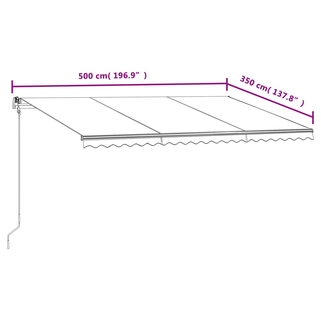 markise 500x350 cm automatisk betjening blå og hvid