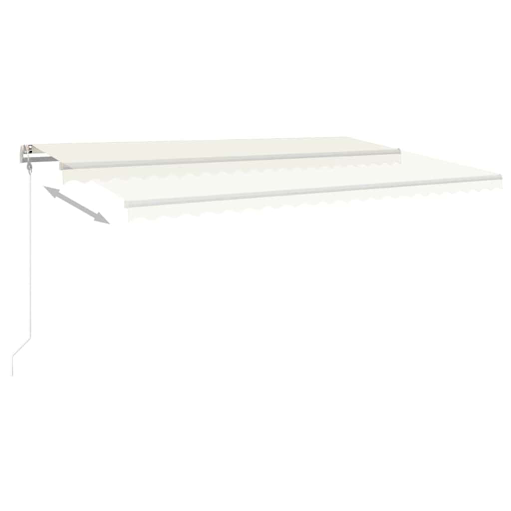 markise m. LED + vindsensor 500x350 cm automatisk cremefarvet