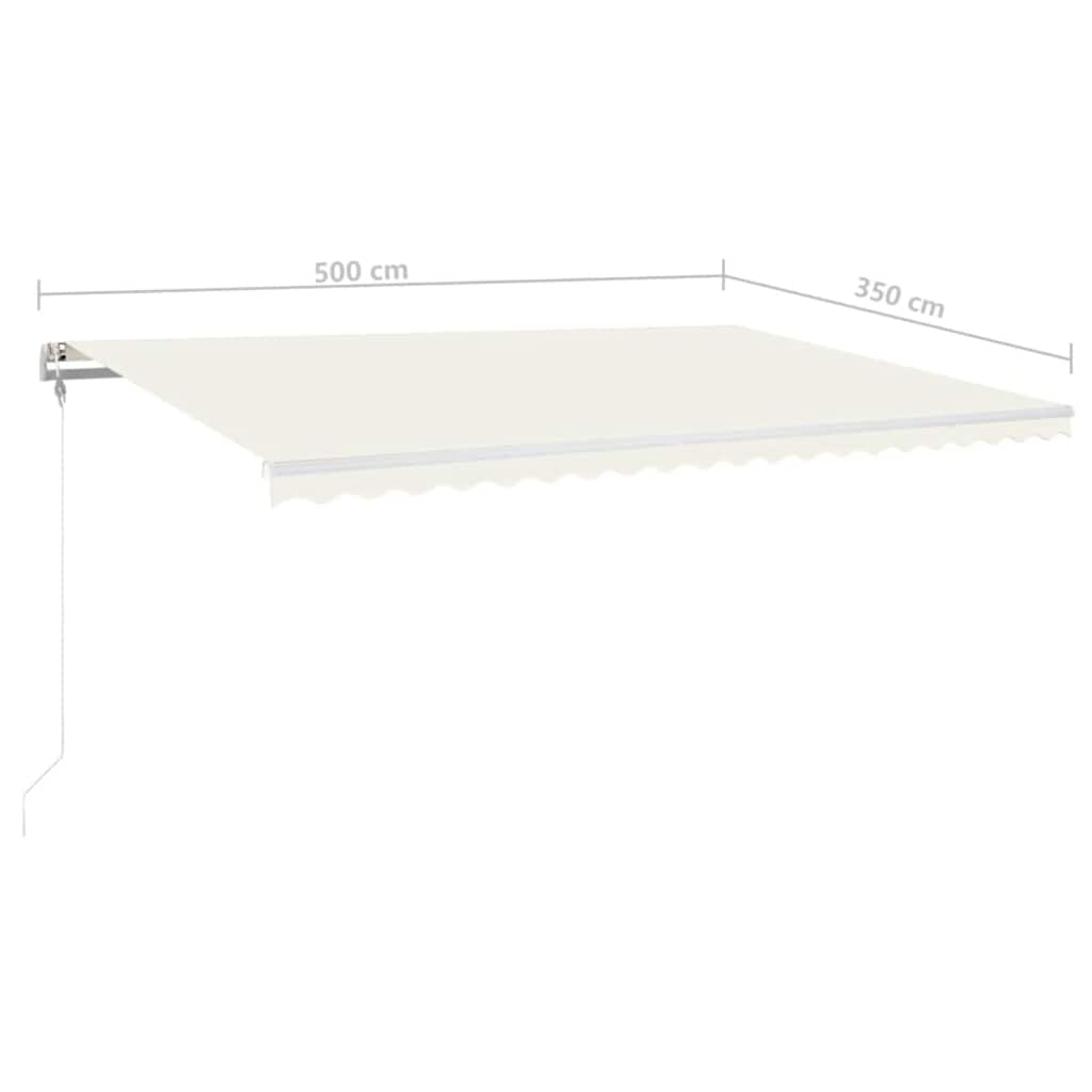 markise m. LED + vindsensor 500x350 cm automatisk cremefarvet