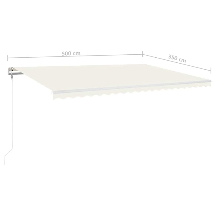 markise m. LED + vindsensor 500x350 cm automatisk cremefarvet