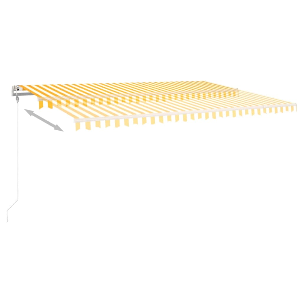 markise m. LED + vindsensor 500x350 cm automatisk gul og hvid