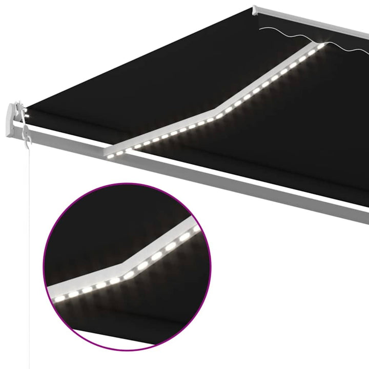 markise m. LED + vindsensor 500x350 cm automatisk antracitgrå