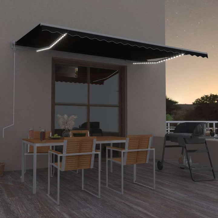 markise m. LED + vindsensor 500x350 cm automatisk antracitgrå