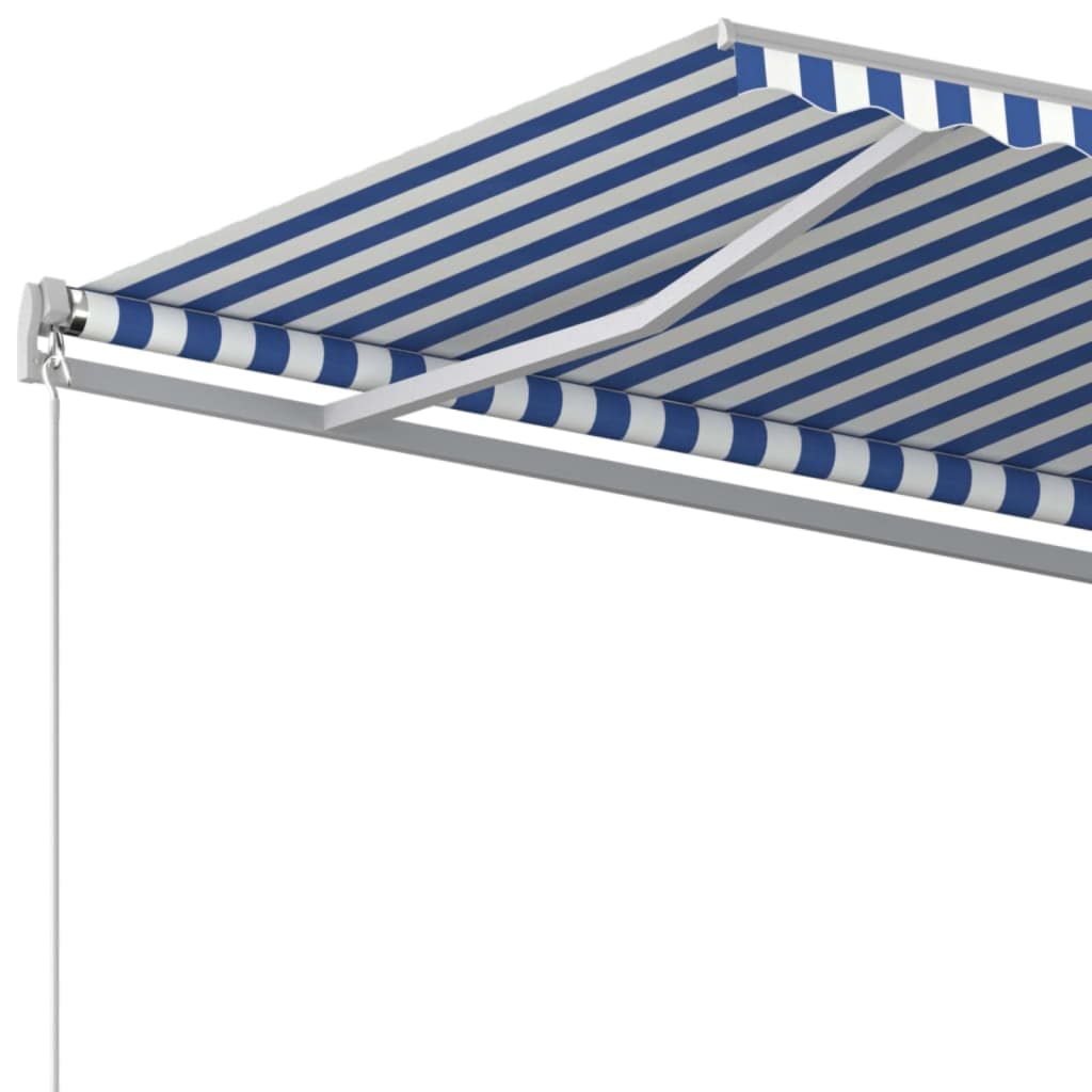 markise 600x350 cm manuel betjening blå og hvid
