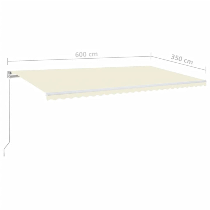 markise 600x350 cm manuel betjening cremefarvet
