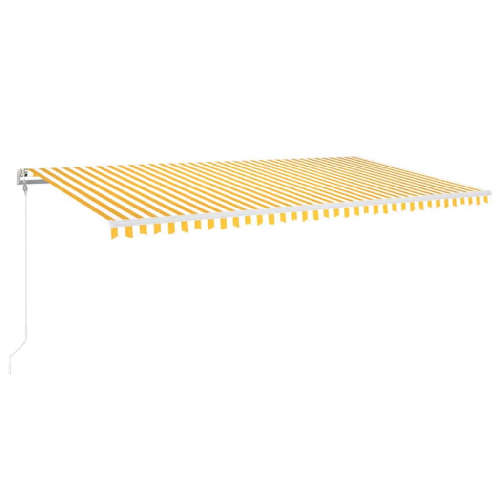 markise 600x350 cm automatisk betjening gul og hvid