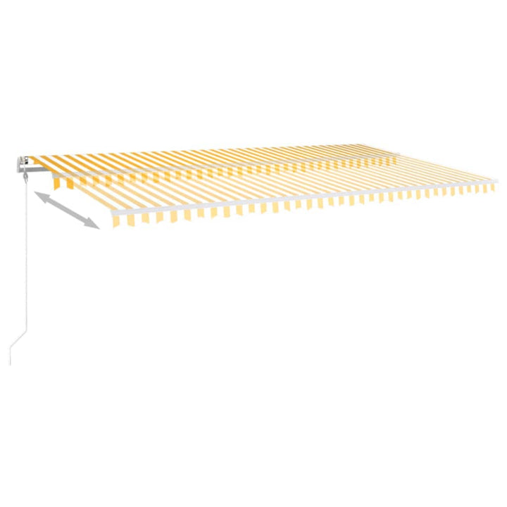 markise 600x350 cm automatisk betjening gul og hvid