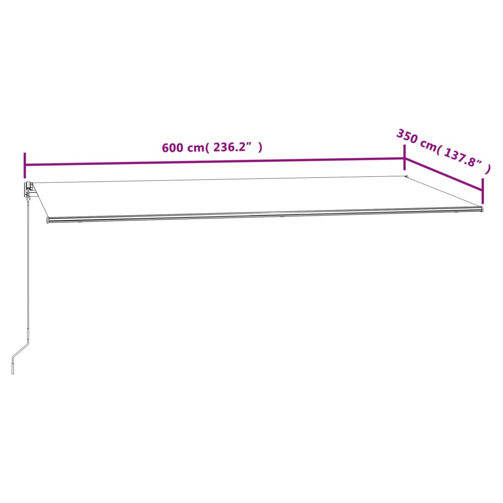 markise 600x300 cm automatisk betjening antracitgrå