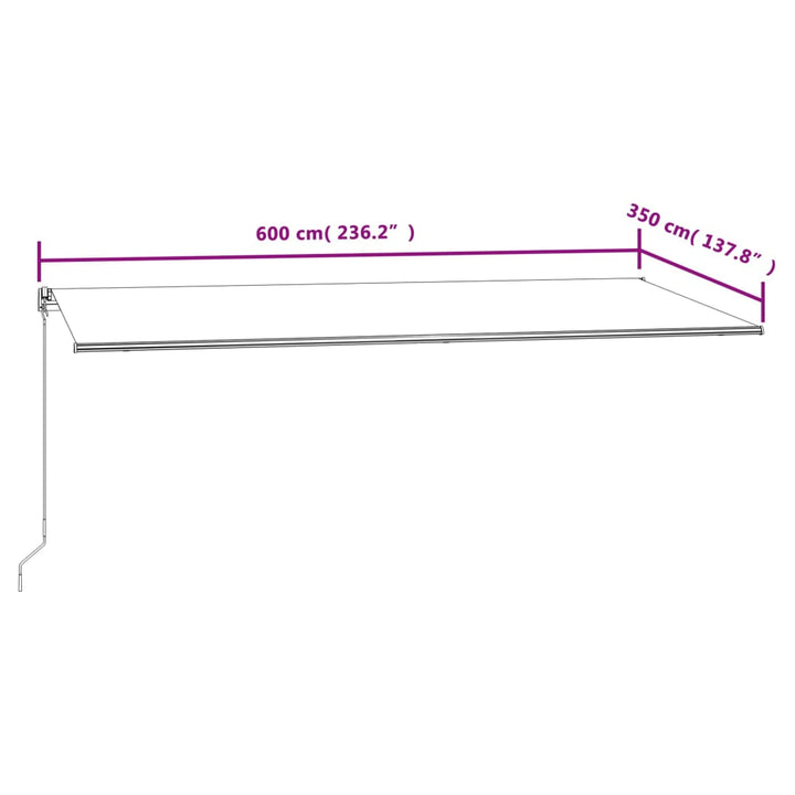 markise 600x300 cm automatisk betjening antracitgrå