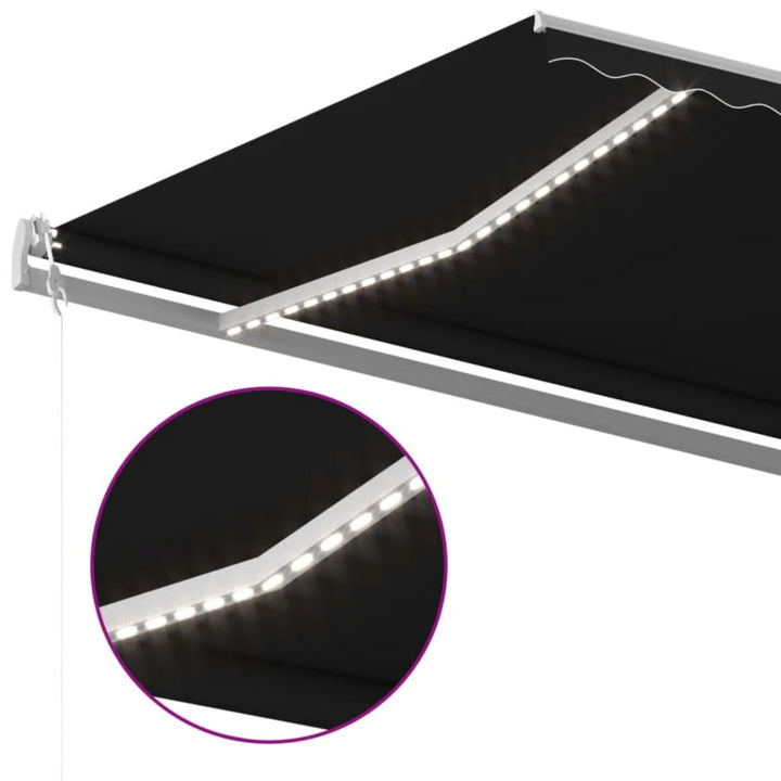 markise m. LED + vindsensor 600x350 cm automatisk antracit