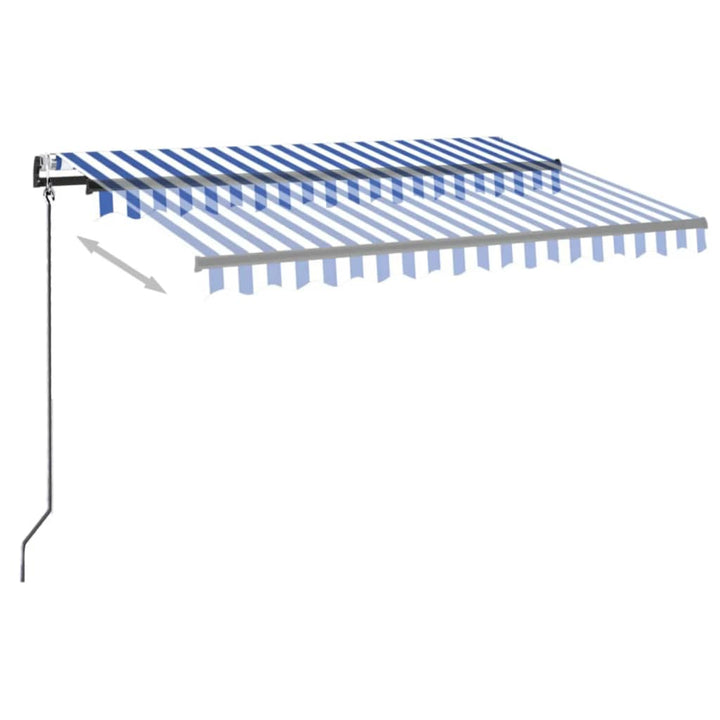 markise m. LED + vindsensor 300x250 cm automatisk blå og hvid