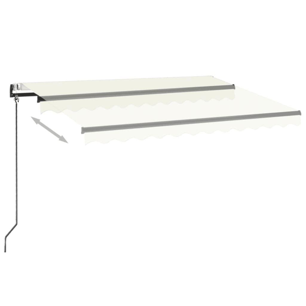 markise m. LED + vindsensor 350x350 cm automatisk cremefarvet