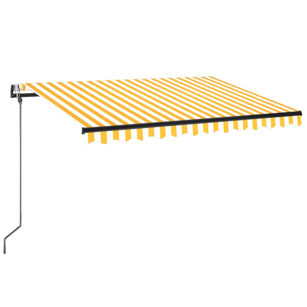 markise m. LED + vindsensor 350x250 cm automatisk gul og hvid