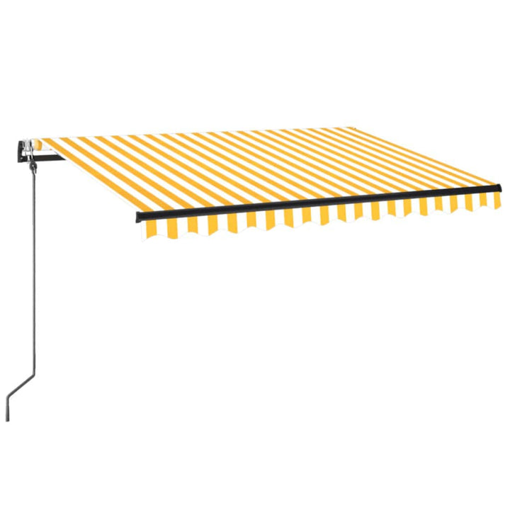 markise m. LED + vindsensor 350x250 cm automatisk gul og hvid