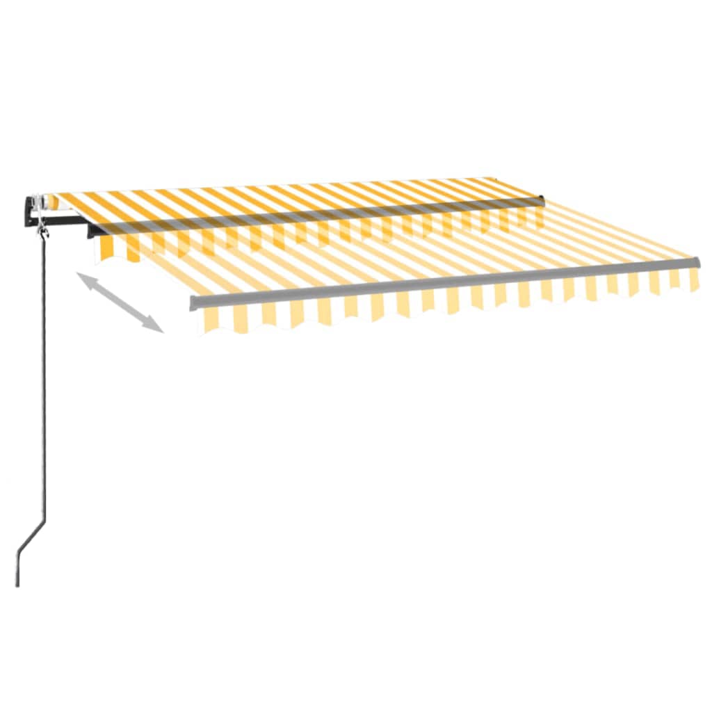 markise m. LED + vindsensor 350x250 cm automatisk gul og hvid
