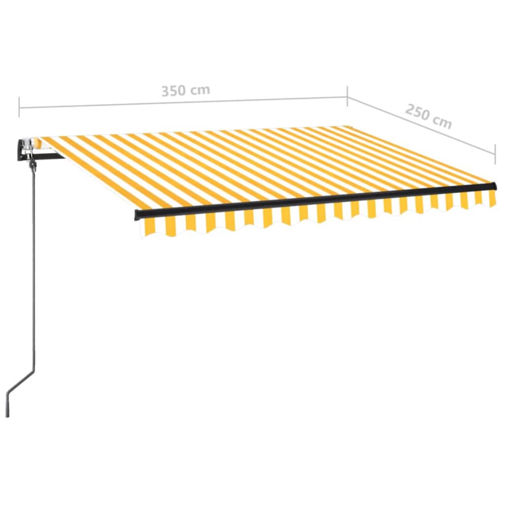 markise m. LED + vindsensor 350x250 cm automatisk gul og hvid
